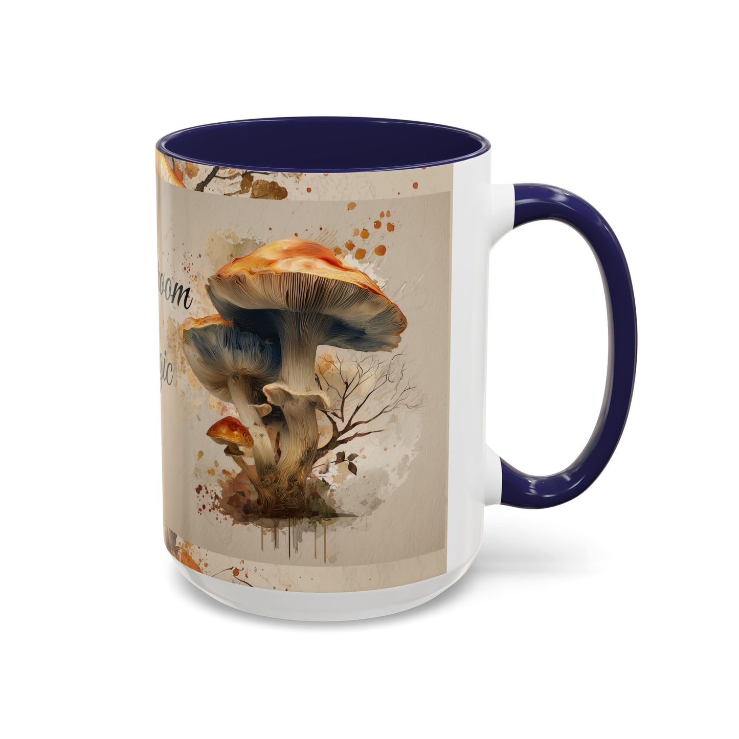 Mushroom Magic Accent Coffee Mug — 11/15oz Ceramic Cup with Woodland Fungi Design