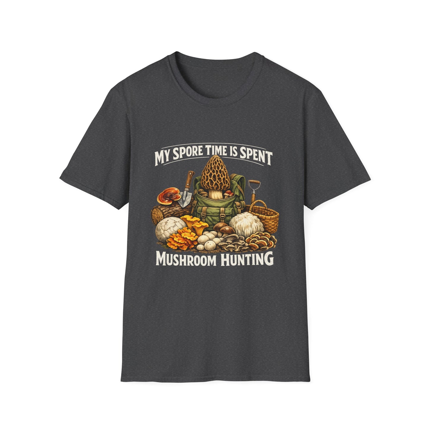 Mushroom Hunting T-Shirt — "My Spore Time Is Spent" For Foragers & Nature Lovers