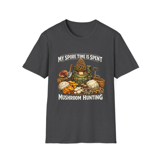 Mushroom Hunting T-Shirt — "My Spore Time Is Spent" For Foragers & Nature Lovers