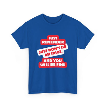Don't Be An Idiot -Funny Reminder T-Shirt, Unisex Heavy Cotton Tee, Casual Wear, Gift for Friends, Humorous Tee, Birthday Gift, Everyday Wear