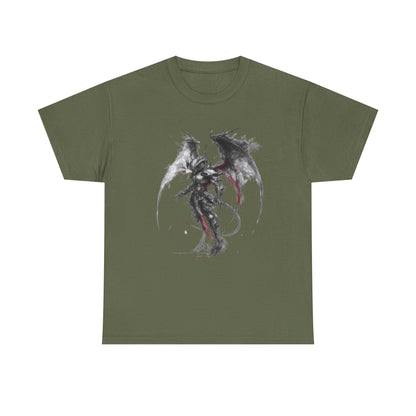 Dragon Warrior Art T-Shirt — Dark Ink Fantasy Demon Graphic Tee