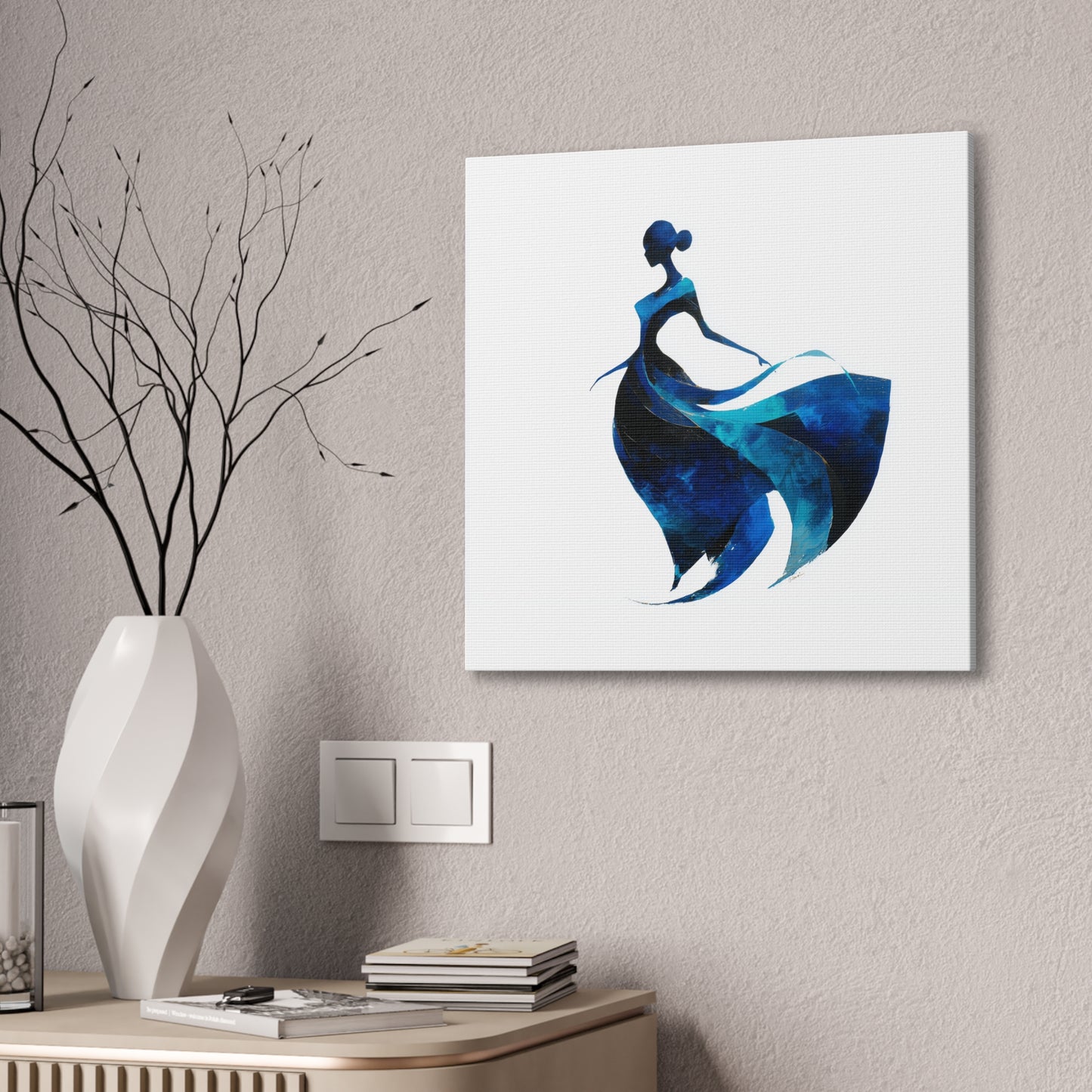 Copy of Dancing with the Water Series #5 -Elegant Silhouette Canvas Wall Art, Abstract Decor for Home, Gift for Women, Living Room Artwork, Dance Theme Decoration