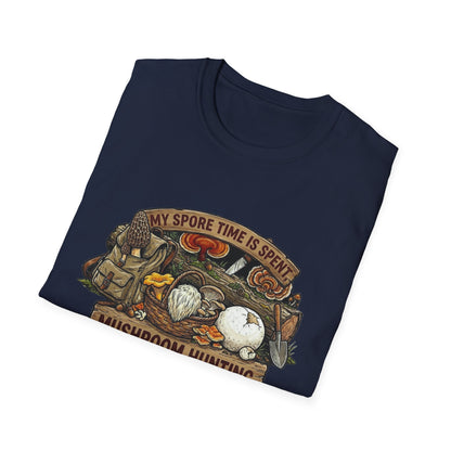 Mushroom Hunting T-Shirt — 'My Spore Time Is Spent' For Foragers & Outdoor Lovers