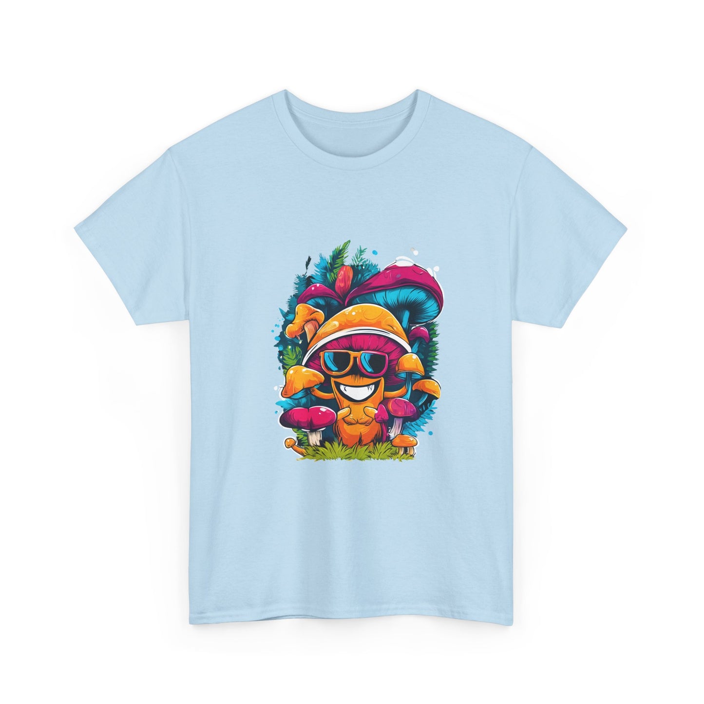 Mushroom Dude -Tee, Unisex Heavy Cotton T-Shirt, Vibrant Graphic Shirt, Perfect for Festivals, Eco-friendly Gift, Casual Wea