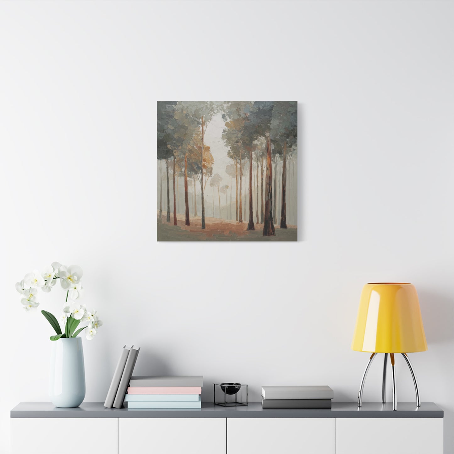 Misty Woods -Artistic Forest Landscape Canvas Print, Nature Decor, Home Wall Art, Bohemian Home Decor.