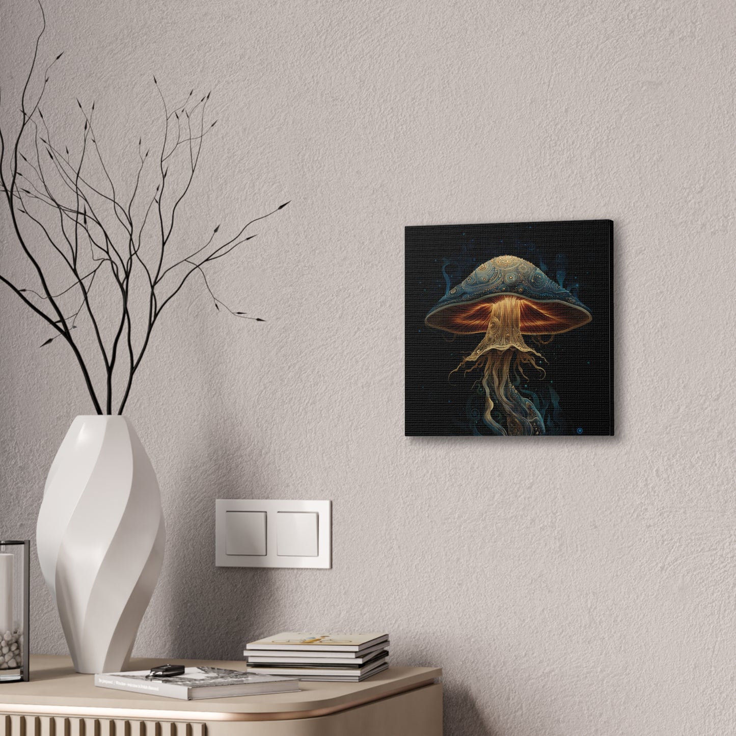 Nightlight -Mushroom Canvas Art, Stretched Wall Decor, Bohemian Home Decor, Psychedelic Wall Art, Nature-Inspired Art