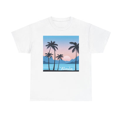 'Alaula Aloha Sunset Tee — Tropical Palm Beach Graphic T-Shirt