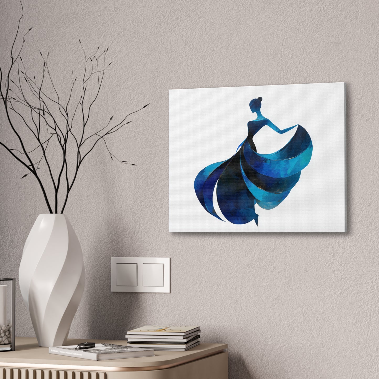 Dancing with the Water Series #4 -Elegant Silhouette Canvas Wall Art, Abstract Decor for Home, Gift for Women, Living Room Artwork, Dance Theme Decoration