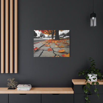 Autumn's Fragmented Canvas: Fallen Maple Leaf, Urban Decay, Seasonal Transition--1aceswild.myshopify.com