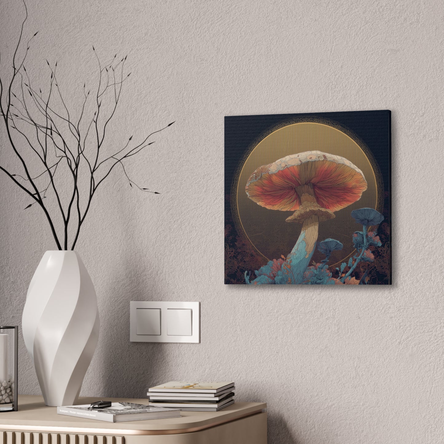 Surreal Shroom -Mushroom Canvas Art, Stretched Wall Decor, Bohemian Home Decor, Psychedelic Wall Art, Nature-Inspired Art