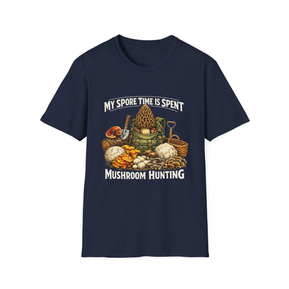 Mushroom Hunting T-Shirt — "My Spore Time Is Spent" For Foragers & Nature Lovers