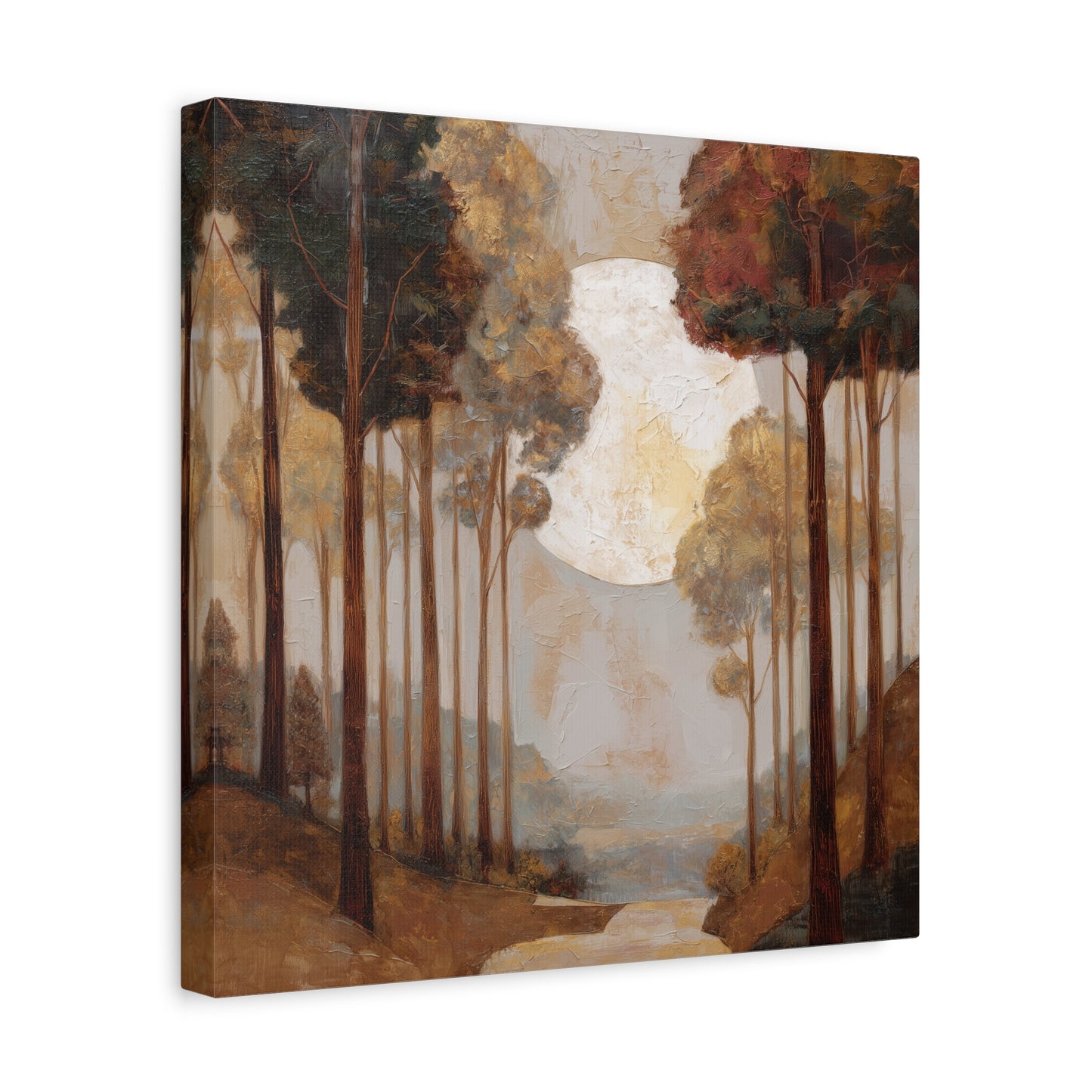 Moonlite Path -Serene Landscape Canvas Art Print, Nature Wall Decor, Rustic Aesthetic, Cozy Living Room Decoration