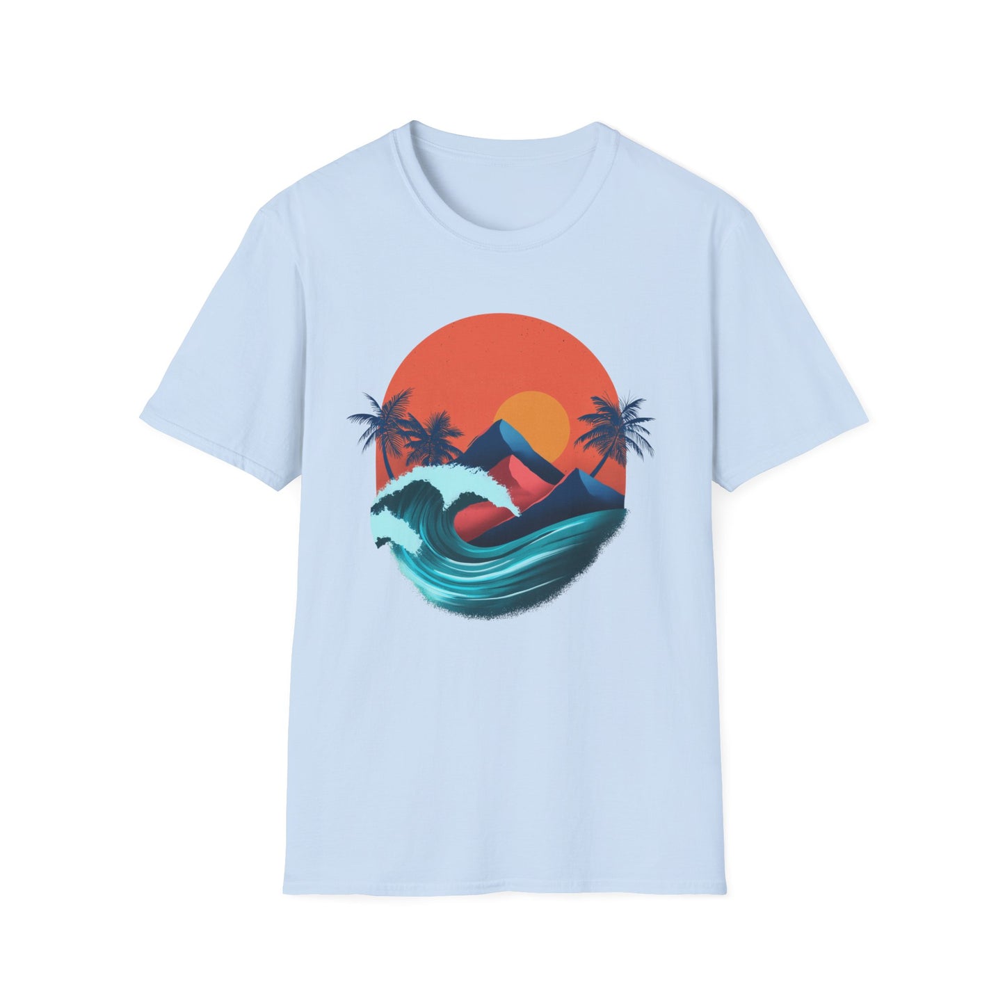 Surf Sunset Wave T-Shirt — Retro Palm Wave Beach Tee