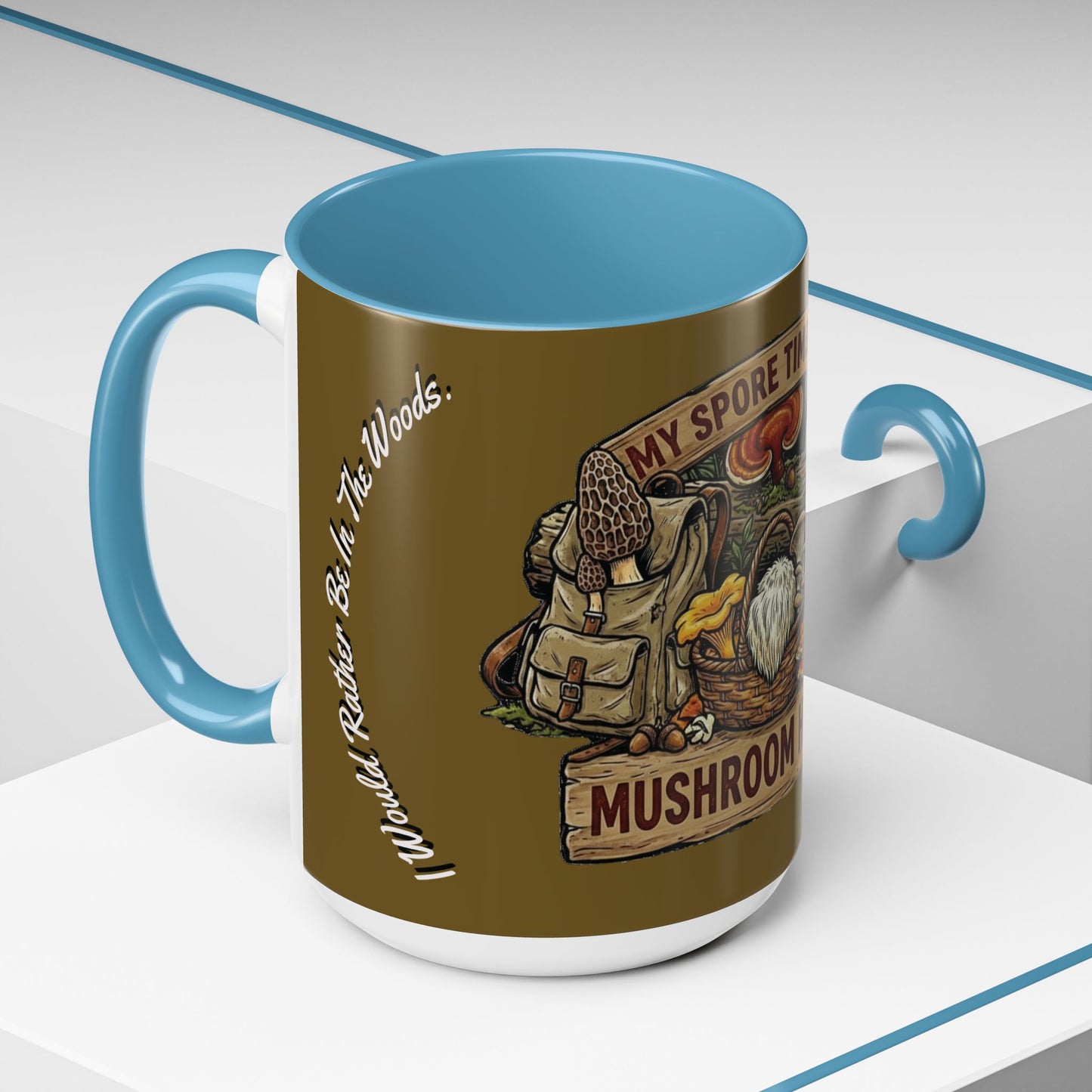 Mushroom Hunting Coffee Mug – "My Spore Time Is Spent" Rustic Forager Accent Mug