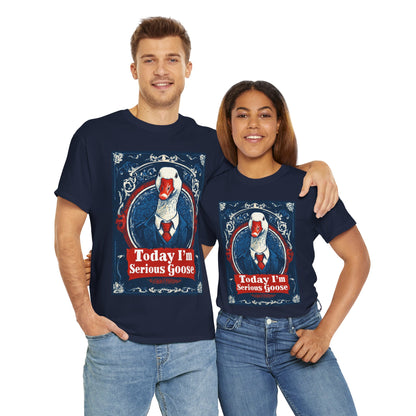 Serious Goose Tee, Funny Graphic T-Shirt, Quirky Unisex Shirt, Unique Gift for Goose Lovers, Perfect for Casual Wear