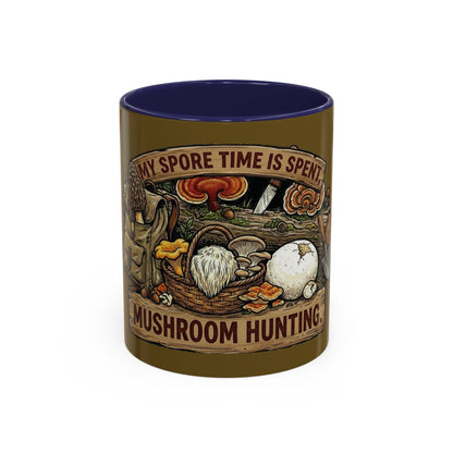 Mushroom Hunting Coffee Mug – "My Spore Time Is Spent" Rustic Forager Accent Mug