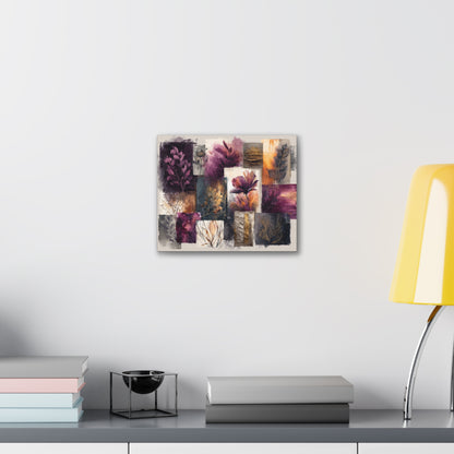 Golden Plum Series #3 Floral Canvas Wall Art, Abstract Flowers Print, Home Decor, Living Room Artwork, Purple and Gold Wall Decor