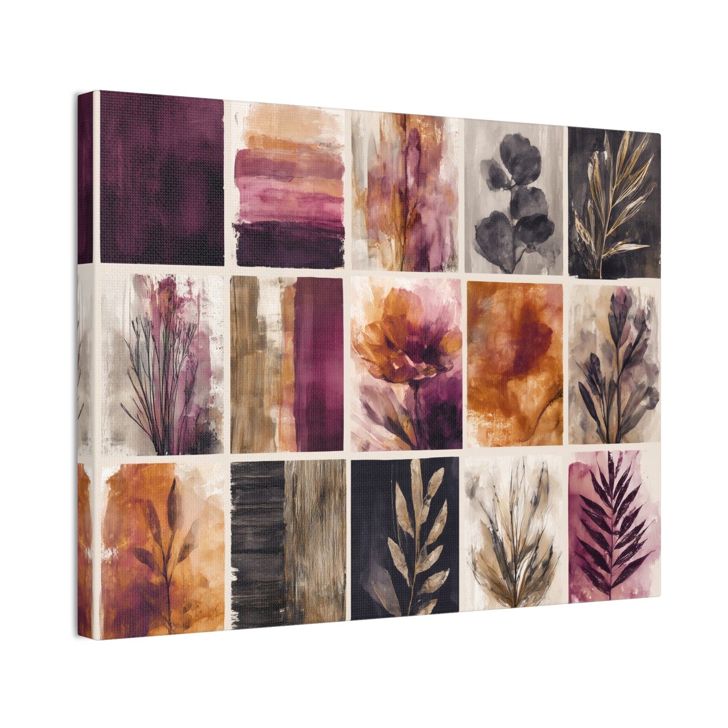 Golden Plum Series #4 Floral Canvas Wall Art, Abstract Flowers Print, Home Decor, Living Room Artwork, Purple and Gold Wall Decor