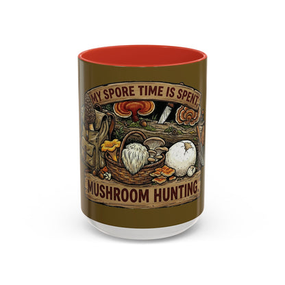 Mushroom Hunting Coffee Mug – "My Spore Time Is Spent" Rustic Forager Accent Mug