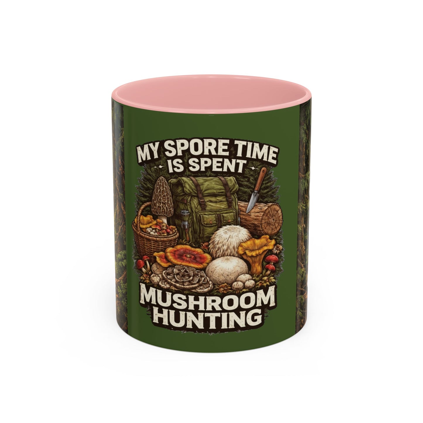 "My Spore Time Is Spent Mushroom Hunting" #2 Accent Coffee Mug (11/15oz)
