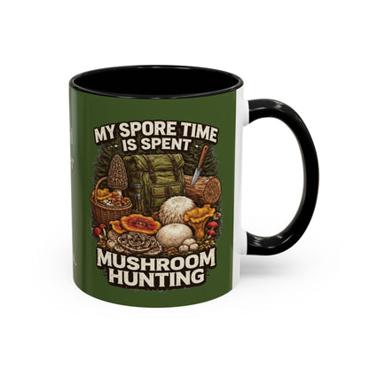 Mug - "My Spore Time Is Spent Mushroom Hunting" Accent Coffee Mug (11/15oz)