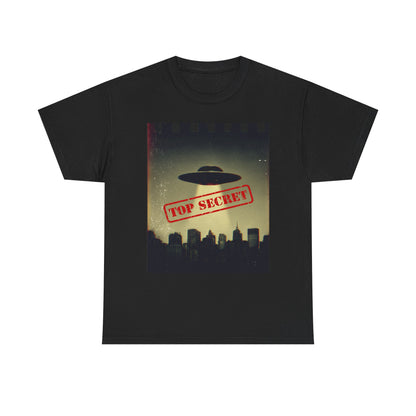 Alien Top Secret Unisex Heavy Cotton Tee, UFO Lover Gift, Casual Wear, Sci-Fi Tee, Fun Graphic Shirt, Vintage Style