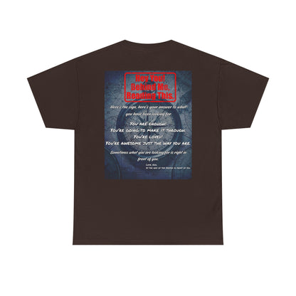 Hey You, The Answer. Motivational Back Print Tee — “Behind Me” Inspirational Graphic T‑Shirt
