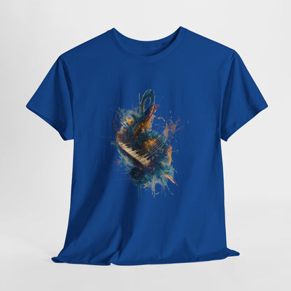Abstract Music Keyboard Splash T‑Shirt — Watercolor Art Tee