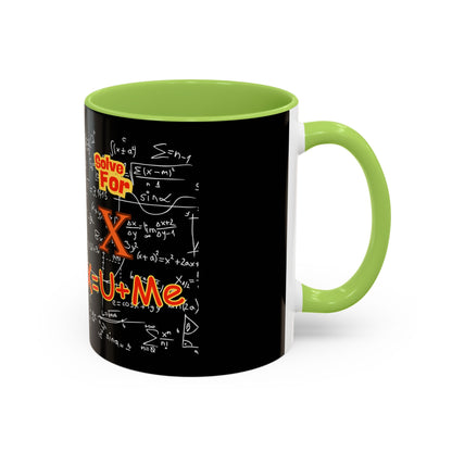 Math Lover Coffee Mug — "Solve For X = U + Me" Romantic Equation Design