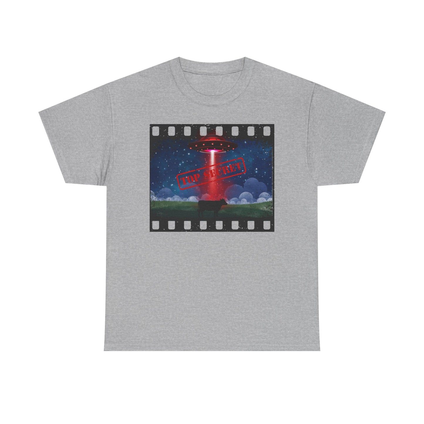 COW & UFO Tee | Unisex Heavy Cotton T-Shirt, Alien Design, Sci-Fi Merchandise, Casual Wear, Gift for Extraterrestrial Fans