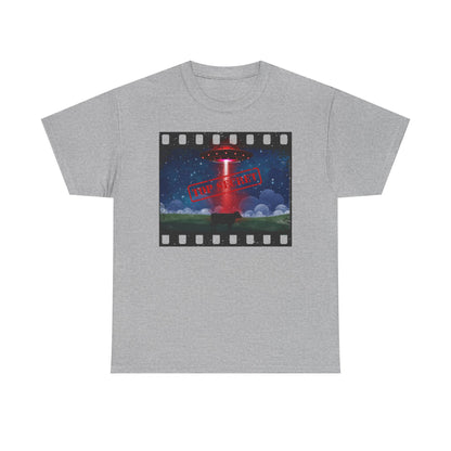 COW & UFO Tee | Unisex Heavy Cotton T-Shirt, Alien Design, Sci-Fi Merchandise, Casual Wear, Gift for Extraterrestrial Fans