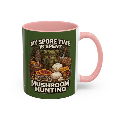 Mug - "My Spore Time Is Spent Mushroom Hunting" Accent Coffee Mug (11/15oz)