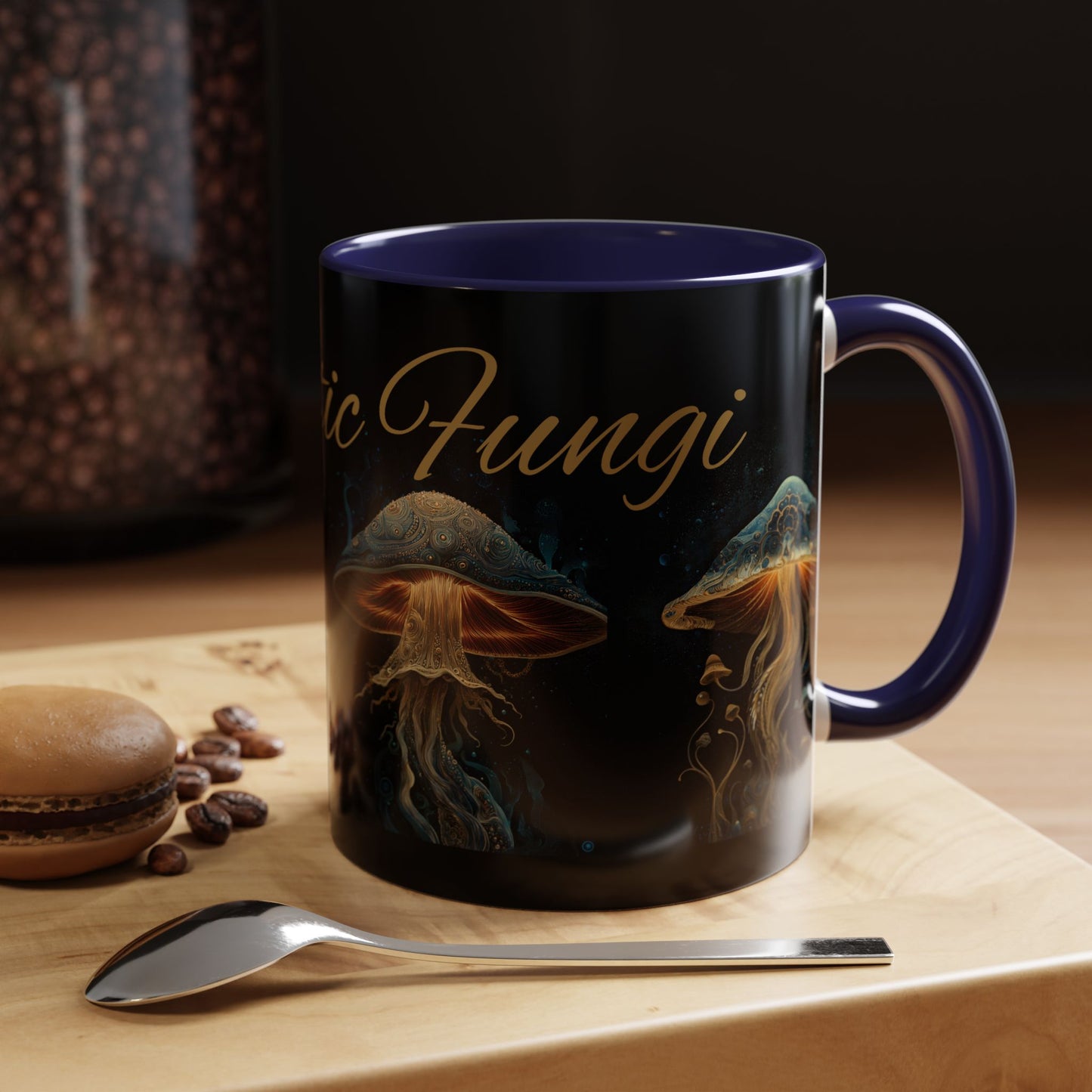 Dark Fantastic Fungi Coffee Mug - Magical Ocean Mushroom Art (11/15oz)
