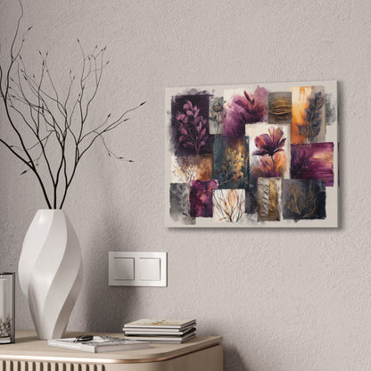 Golden Plum Series #3 Floral Canvas Wall Art, Abstract Flowers Print, Home Decor, Living Room Artwork, Purple and Gold Wall Decor