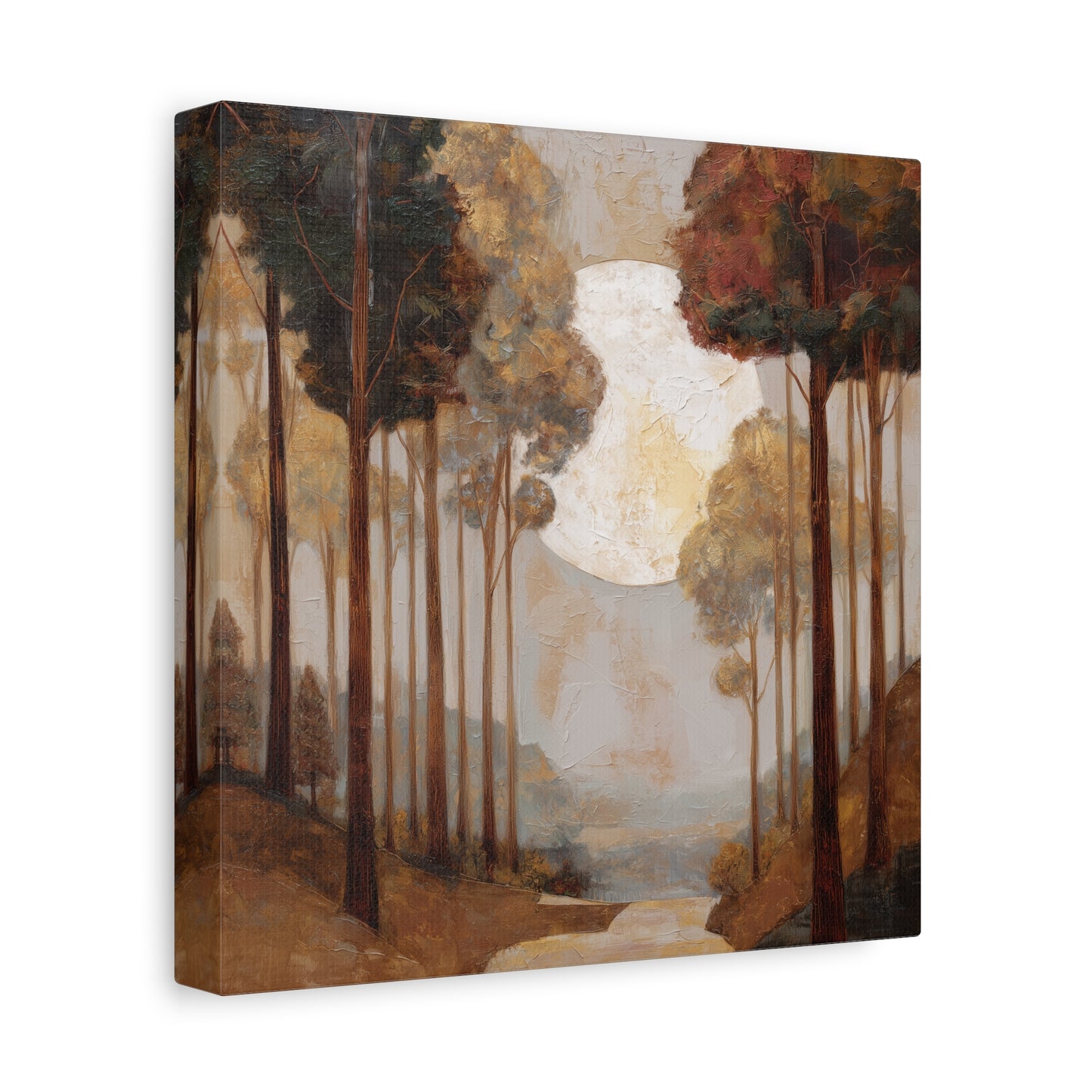 Moonlite Path -Serene Landscape Canvas Art Print, Nature Wall Decor, Rustic Aesthetic, Cozy Living Room Decoration