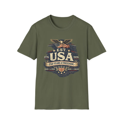 USA Established 1776–2026 Vintage Eagle T-Shirt — 250 Years of Freedom
