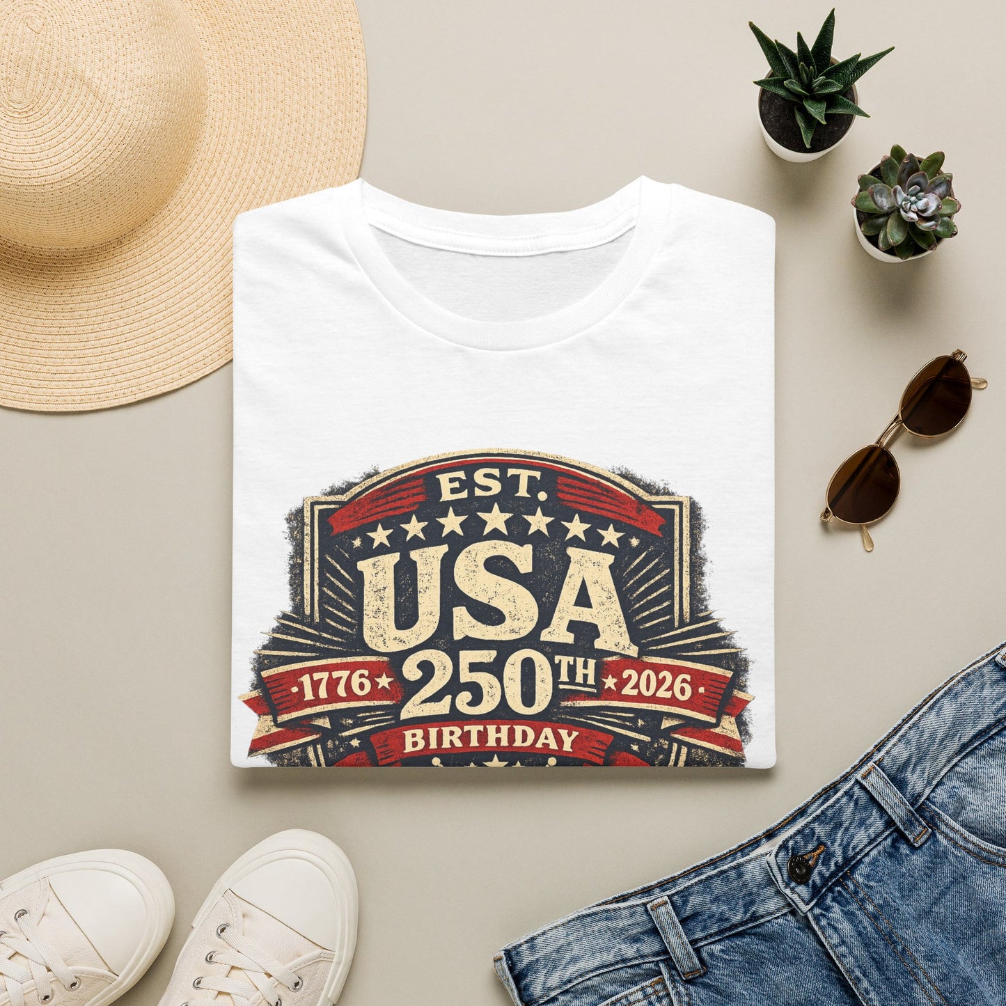 USA 250th Birthday T-Shirt — 1776-2026 Retro American Celebration Tee