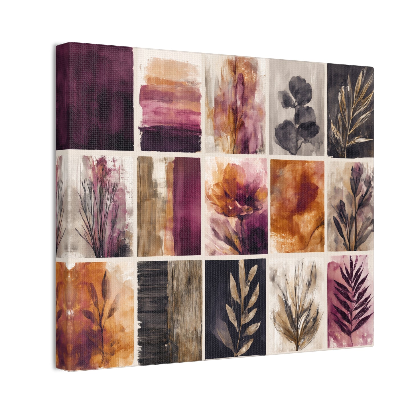 Golden Plum Series #4 Floral Canvas Wall Art, Abstract Flowers Print, Home Decor, Living Room Artwork, Purple and Gold Wall Decor