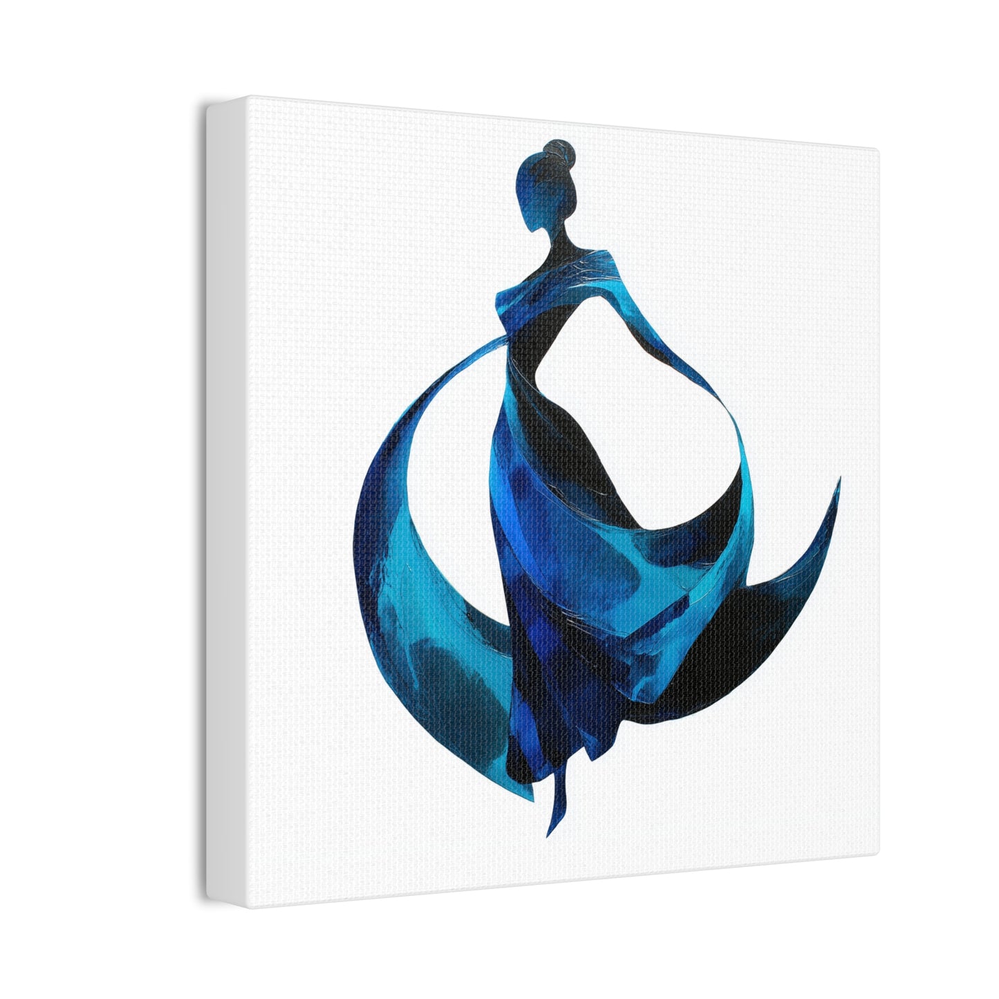 Dancing with the Water Series #1 -Elegant Art Canvas Print, Blue Dress Wall Decor, Feminine Artwork, Home Decor Gift, Birthday or Wedding Decoration