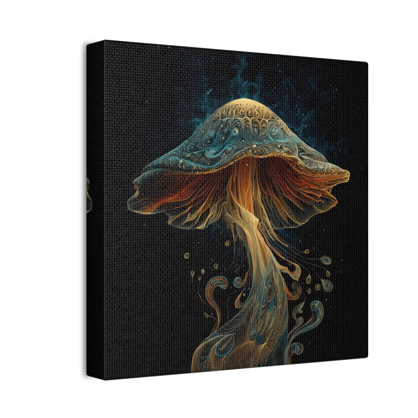 Floating High-Mushroom Canvas Art, Stretched Wall Decor, Bohemian Home Decor, Psychedelic Wall Art, Nature-Inspired Art