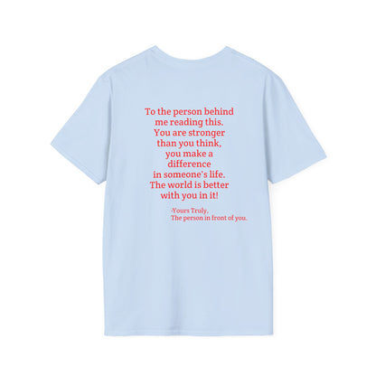 Inspirational Quote T-Shirt — "You are stronger than you think" Back Message