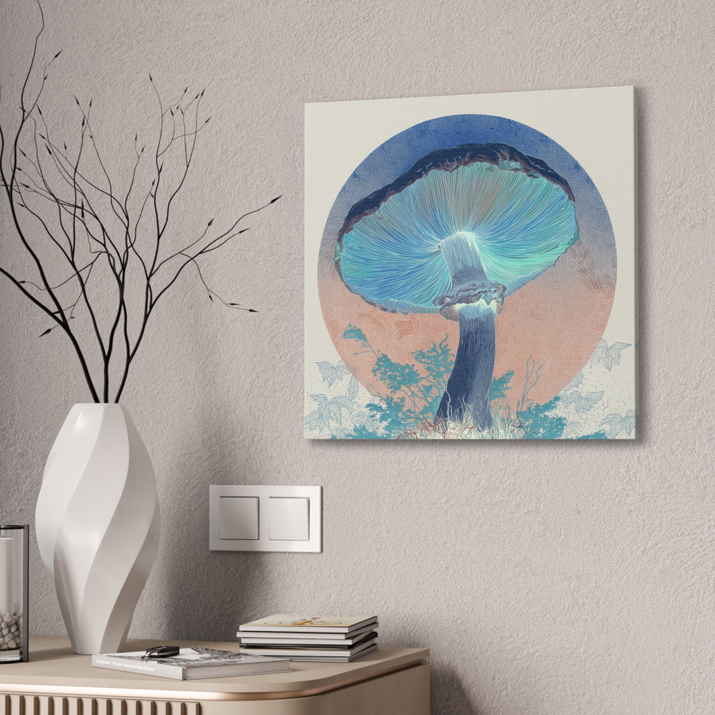 Unreal Shroom Inverse-Mushroom Canvas Art, Stretched Wall Decor, Bohemian Home Decor, Psychedelic Wall Art, Nature-Inspired Art