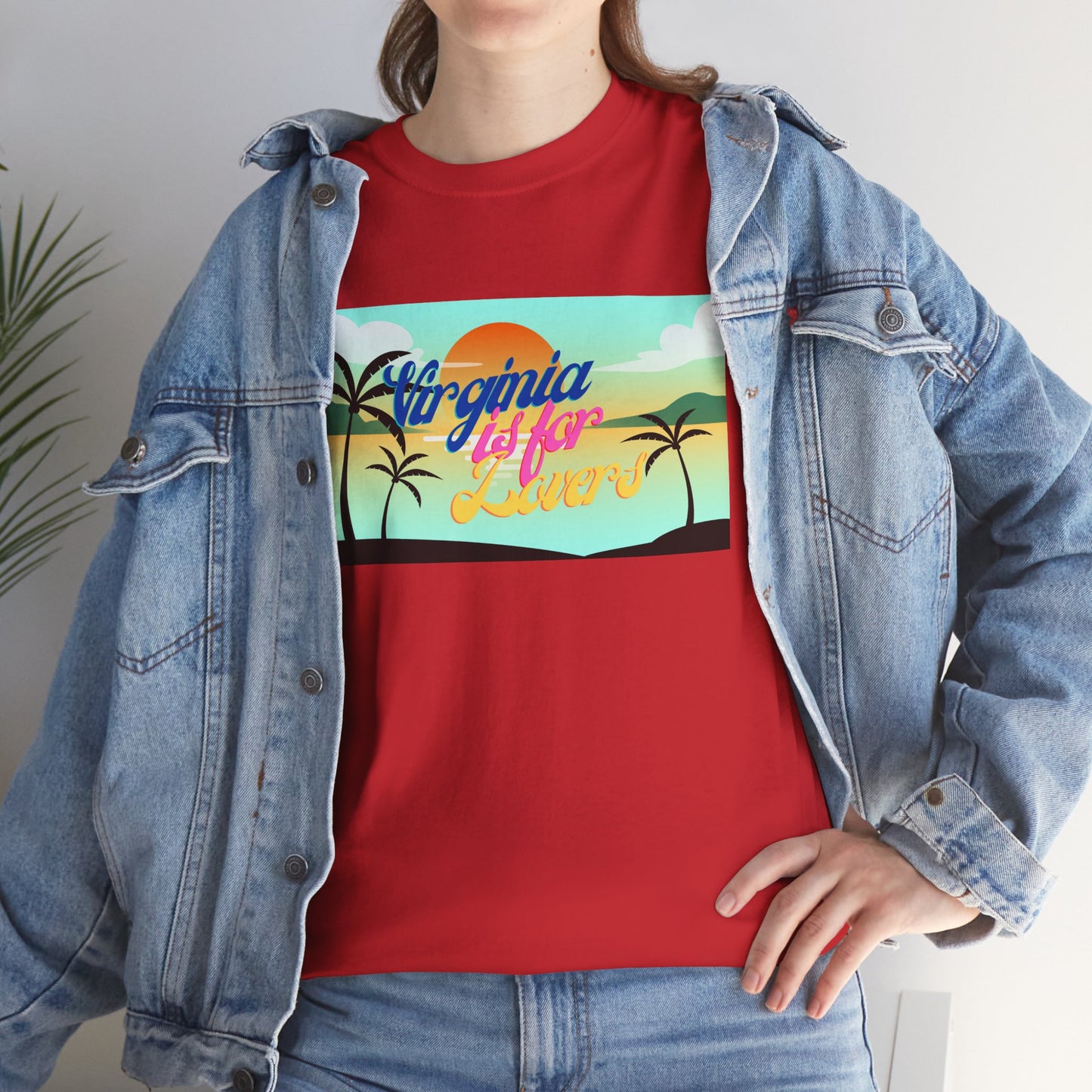 Virginia is for Lovers Dark -Vintage Sunset Graphic Tee, Beach Lover Shirt, Summer Vibe Unisex Tee, Gift for Vacation, Tropical Aesthetic Cotton Top