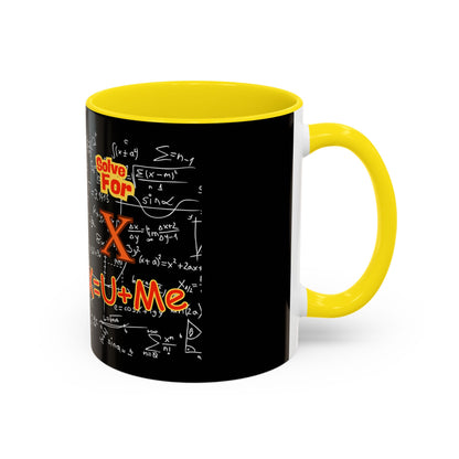 Math Lover Coffee Mug — "Solve For X = U + Me" Romantic Equation Design