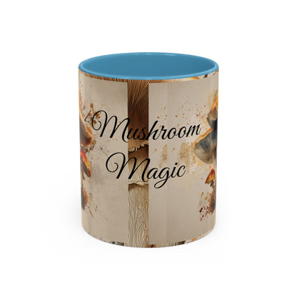 Mushroom Magic Accent Coffee Mug — 11/15oz Ceramic Cup with Woodland Fungi Design