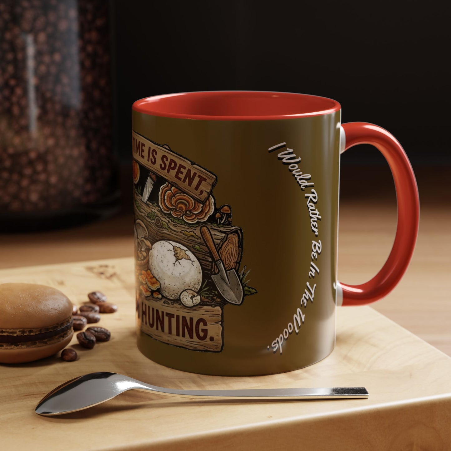 Mushroom Hunting Coffee Mug – "My Spore Time Is Spent" Rustic Forager Accent Mug