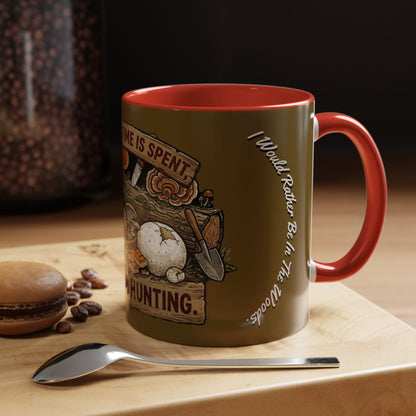 Mushroom Hunting Coffee Mug – "My Spore Time Is Spent" Rustic Forager Accent Mug