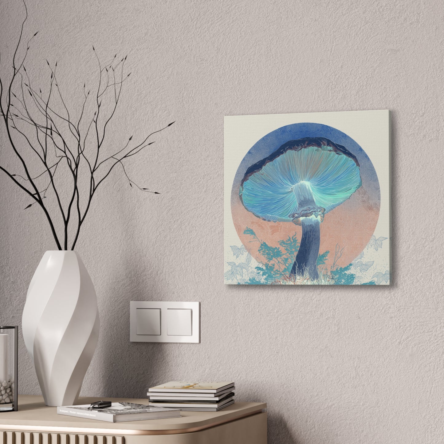 Unreal Shroom Inverse-Mushroom Canvas Art, Stretched Wall Decor, Bohemian Home Decor, Psychedelic Wall Art, Nature-Inspired Art