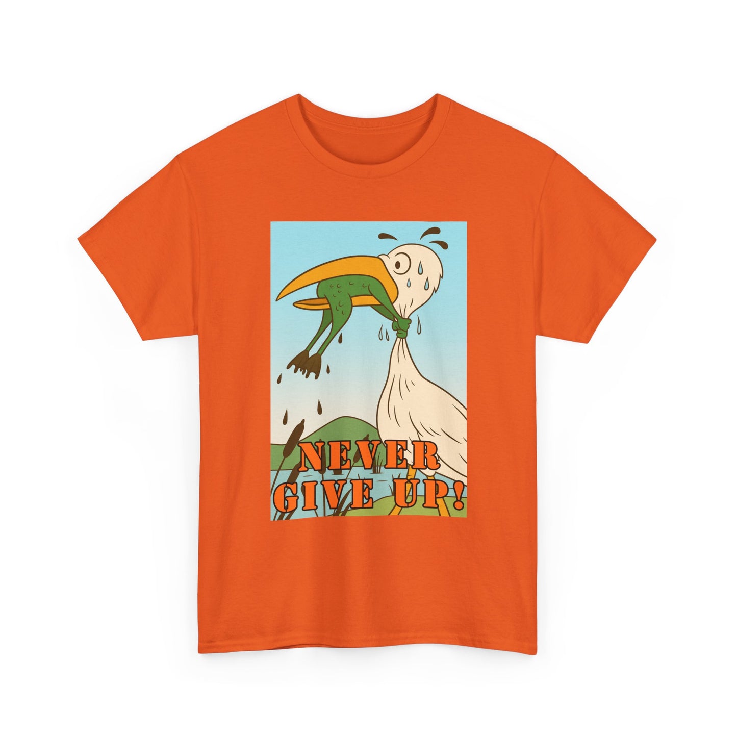 Never Give Up --Unisex Heavy Cotton Tee, Motivational T-Shirt, Supportive Apparel, Gift for Encouragement, Inspirational Wear