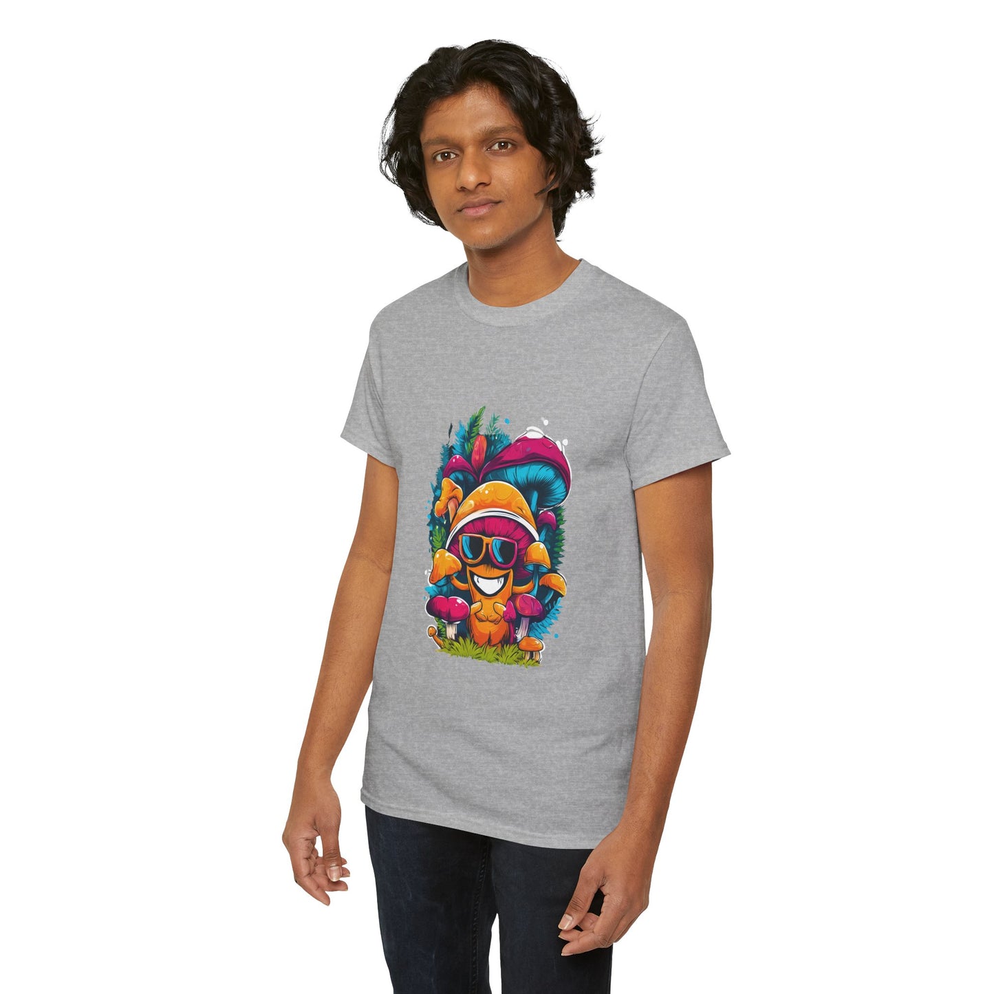 Mushroom Dude -Tee, Unisex Heavy Cotton T-Shirt, Vibrant Graphic Shirt, Perfect for Festivals, Eco-friendly Gift, Casual Wea